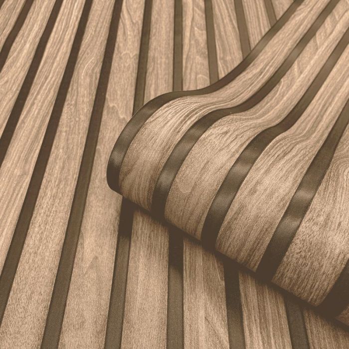 Wood Slat Panelled Wallpaper