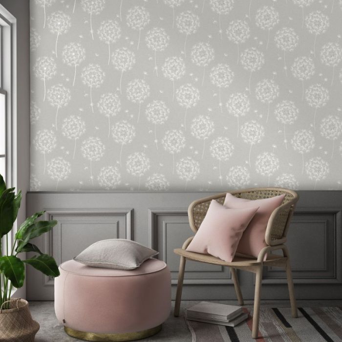 Allora Dandelion Wallpaper Grey
