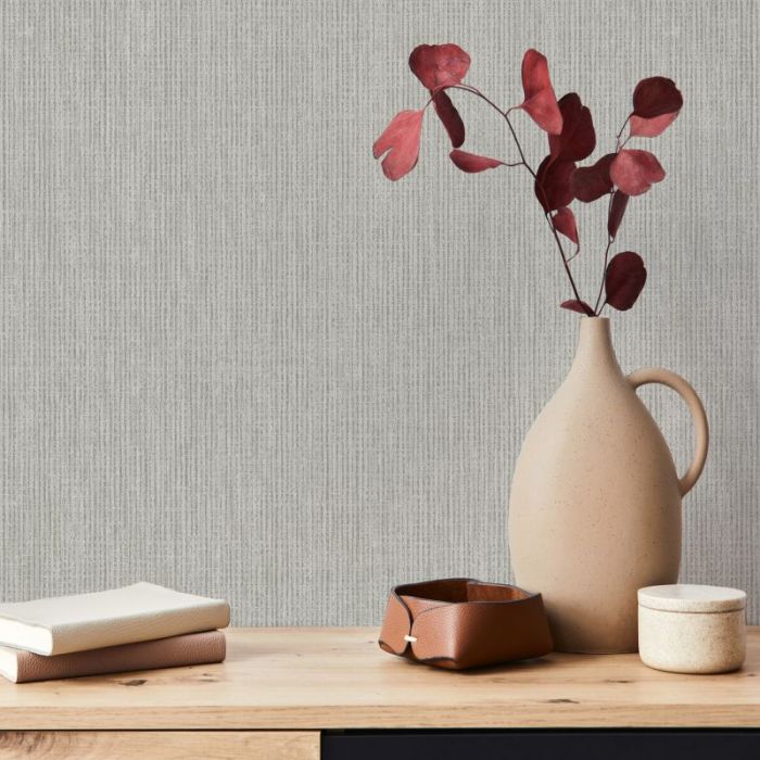 Linen Textured Wallpaper Grey