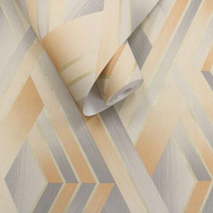Tranquilo Geometric Diamond Metallic Wallpaper Beige / Orange