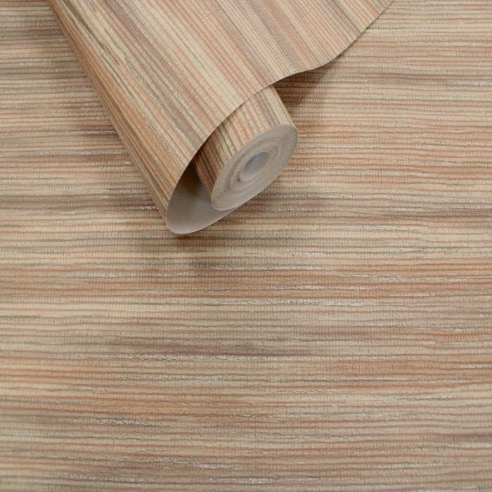 Vardo Embossed Grasscloth Metallic Wallpaper Beige / Orange