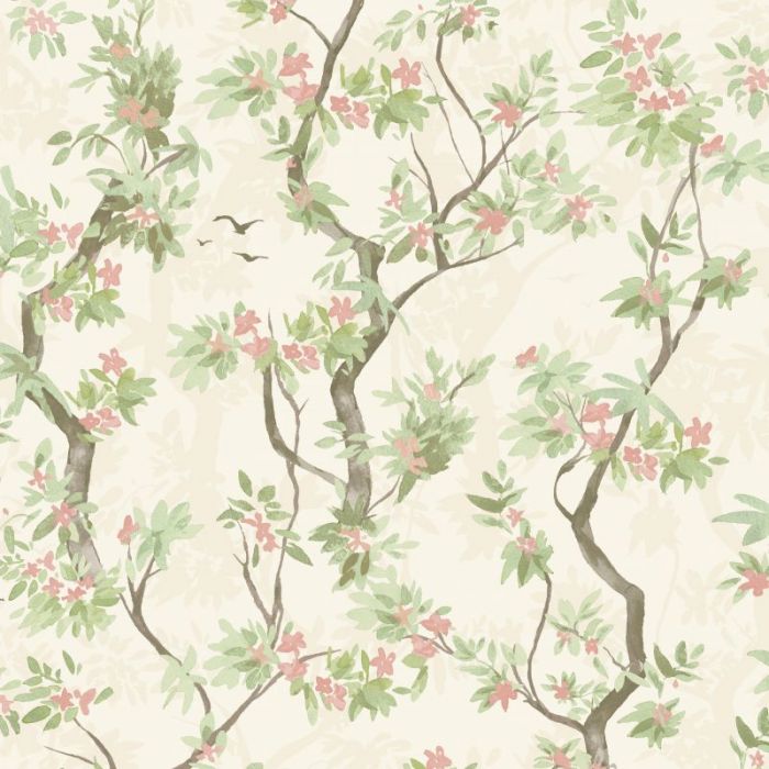 Folia Blossoming Tree Wallpaper Cream / Pink