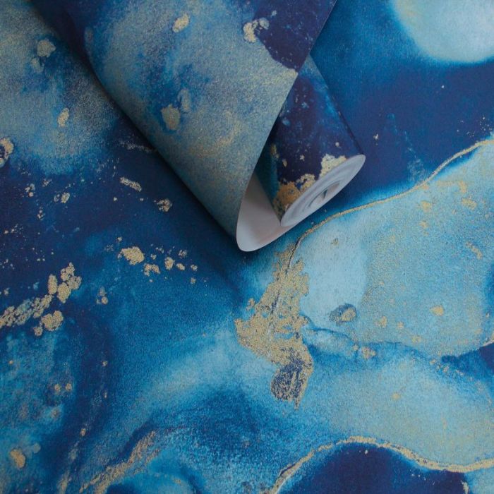 Parian Marble Embossed Vinyl Wallpaper Navy