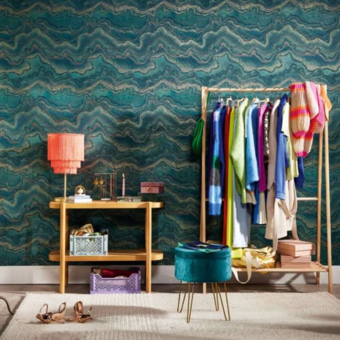 Living Walls Marble Stone Effect Wallpaper - Teal
