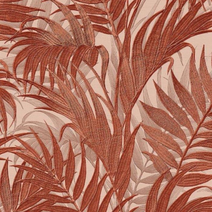 Grace Tropical Palm Leaf Wallpaper Orange and Beige