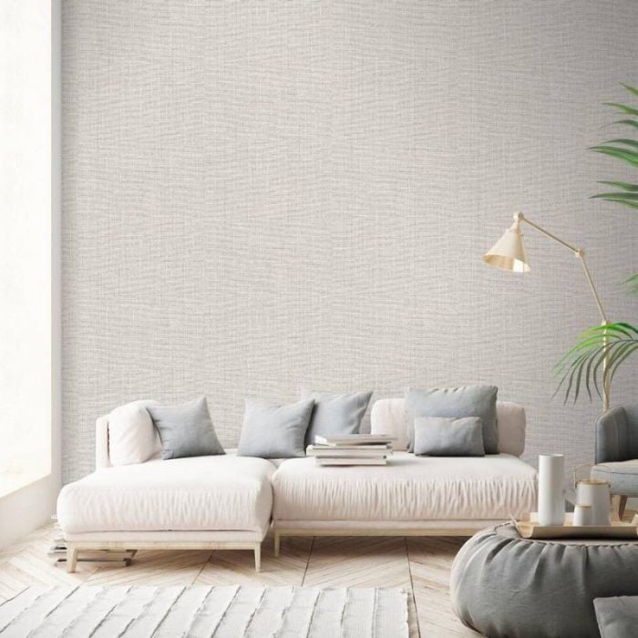 Luna Linen Textured Glitter Wallpaper Warm Grey