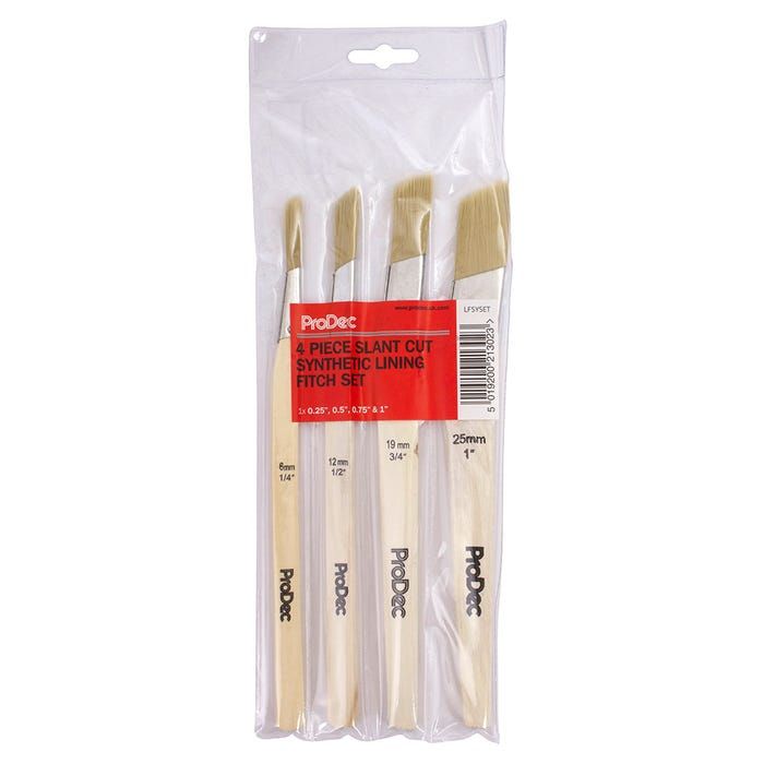 Prodec Slant Cut Synthetic Lining Fitch Brush Set - 4 Pack