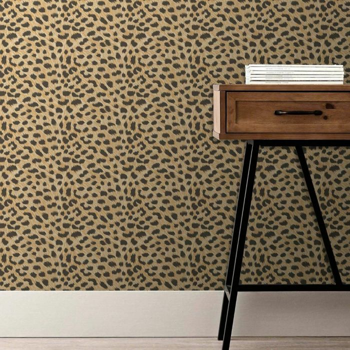 Leopard Animal Print Metallic Wallpaper Gold