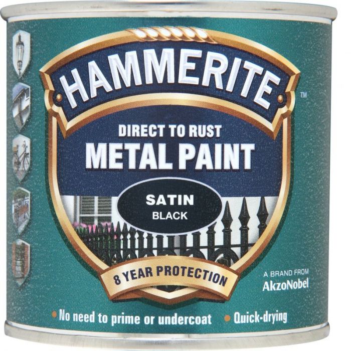 Hammerite Metal Paint - Satin Black 