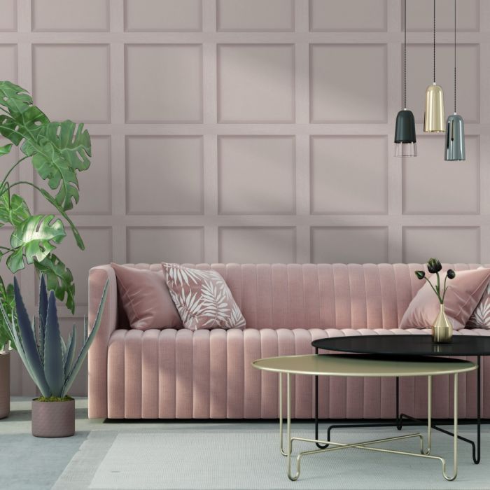 Luxury Wood Panel Wallpaper - Blush