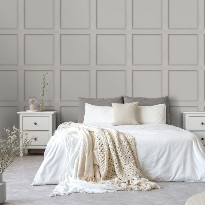 Luxury Wood Panel Wallpaper Warm Grey - Shaker Panel 