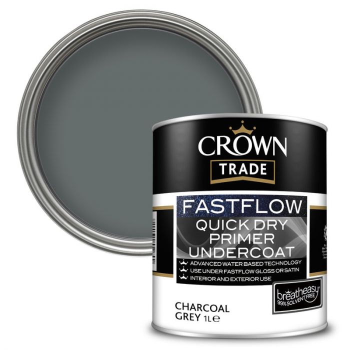 Crown Trade Fastflow Quick Dry Primer Undercoat - Charcoal Grey