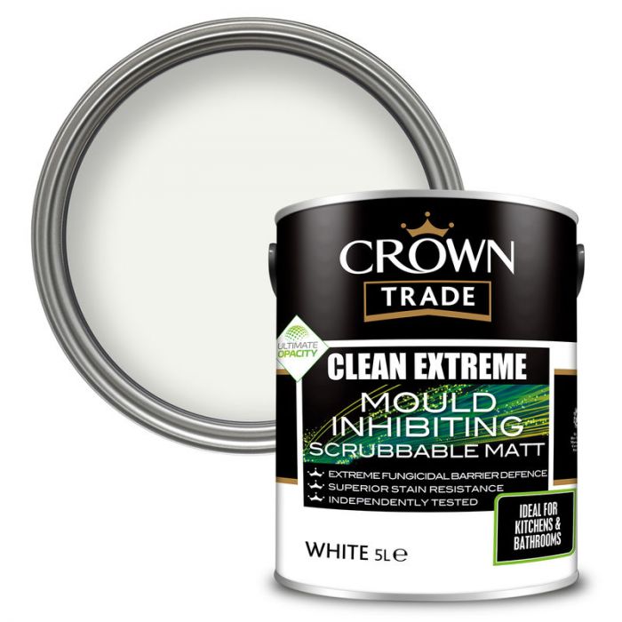 Crown Trade Clean Extreme Mould Inhibiting Scrubbable Matt - White