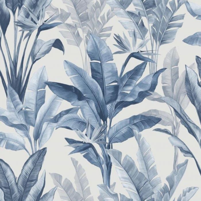 Madagascar Botanical Leaf Blue Wallpaper | Decorating Centre Online