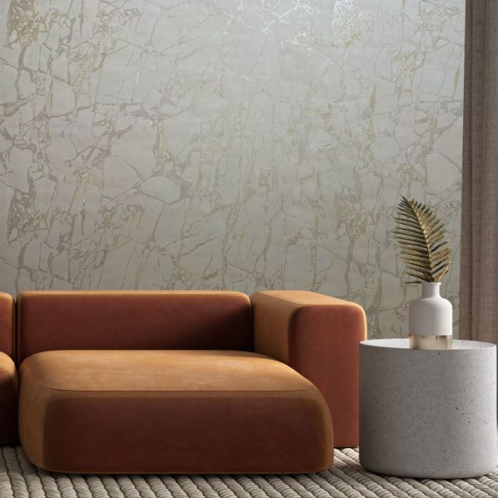 Enzo Metallic Marble Wallpaper - Ivory