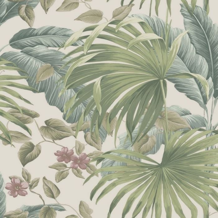 Retreat Large Leaf Floral Wallpaper - Pink/Beige
