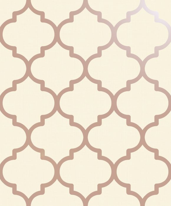 Metallic Lattice Wallpaper Cream & Rose Gold