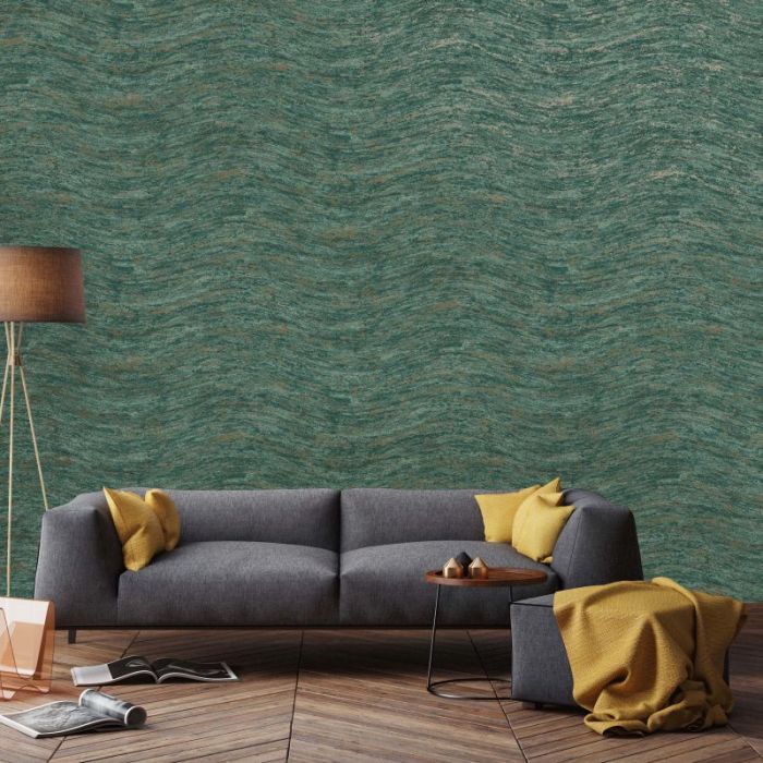 Industrial Wave Texture Wallpaper Teal