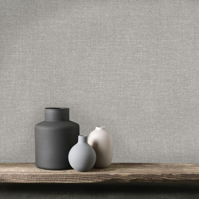 Lulea Hessian Metallic Wallpaper Dark Grey