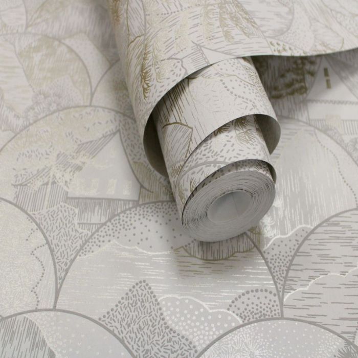 Teshio Oriental Scalloped Wallpaper Dove