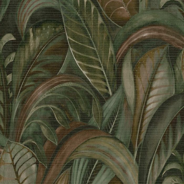 Raffia Tropical Palm Leaf Wallpaper - Emerald Green