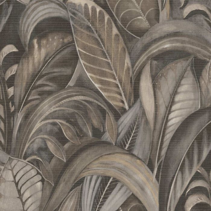 Raffia Tropical Palm Leaf Wallpaper - Charcoal