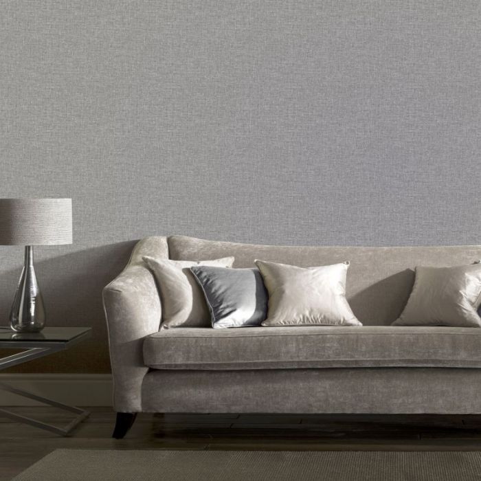Linen Texture Wallpaper Mid Grey