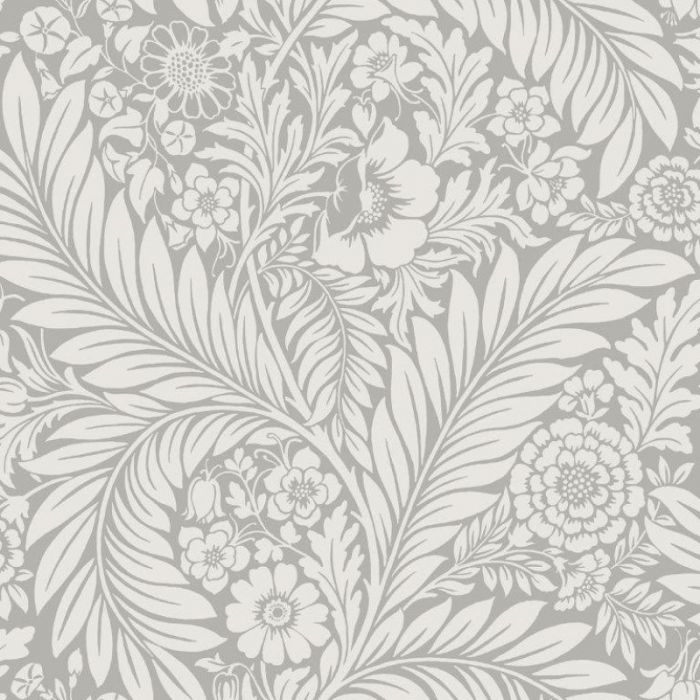 Florence Floral Leaf Wallpaper Grey
