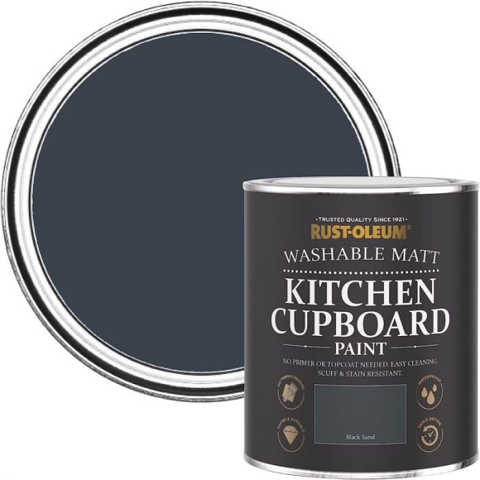 Rust-Oleum Matt Kitchen Cupboard Paint - Black Sand 750ml