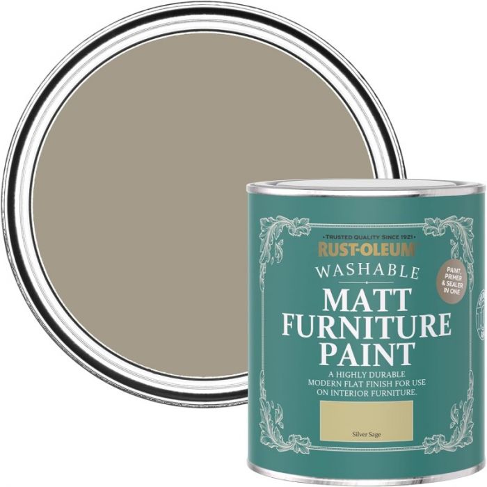 Rust-Oleum Matt Furniture Paint Silver Sage 750ml