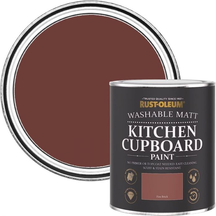 Rust-Oleum Matt Kitchen Cupboard Paint - Fire Brick 750ml
