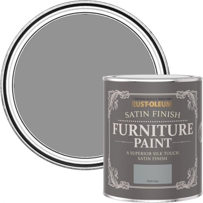 Rust-Oleum Satin Furniture Paint Pitch Grey 750ml