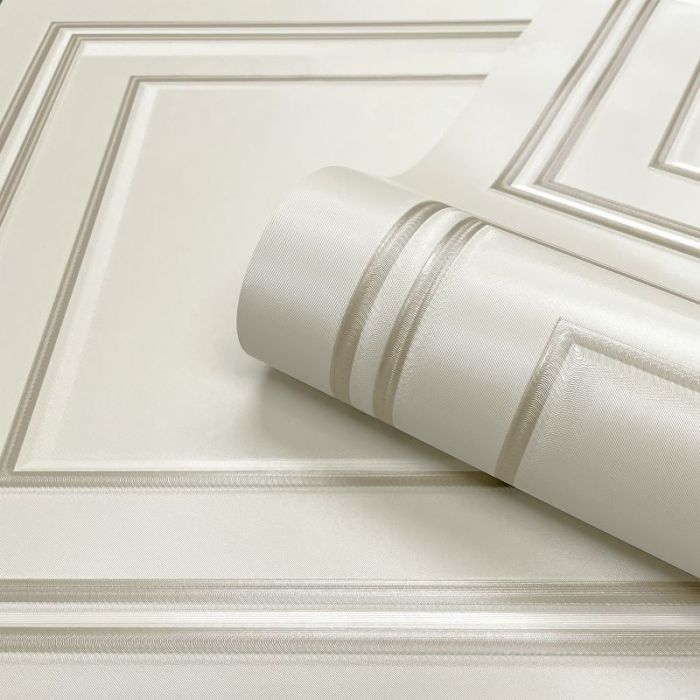 Amara Wood Panel Effect Wallpaper - Cream/Soft Gold