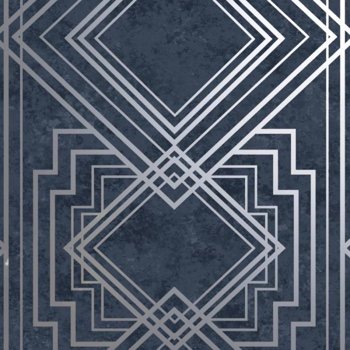 Delano Geometric Wallpaper Navy/Silver | Holden | Decorating Centre Online
