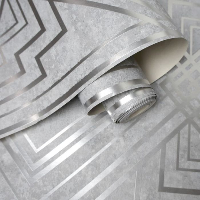 Delano Geometric Wallpaper Grey/Silver