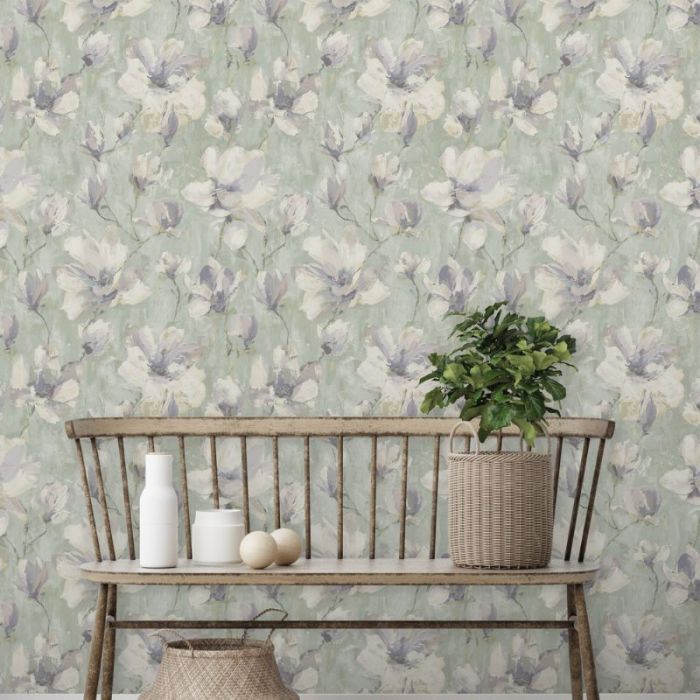 Camille Floral Wallpaper -  Sage