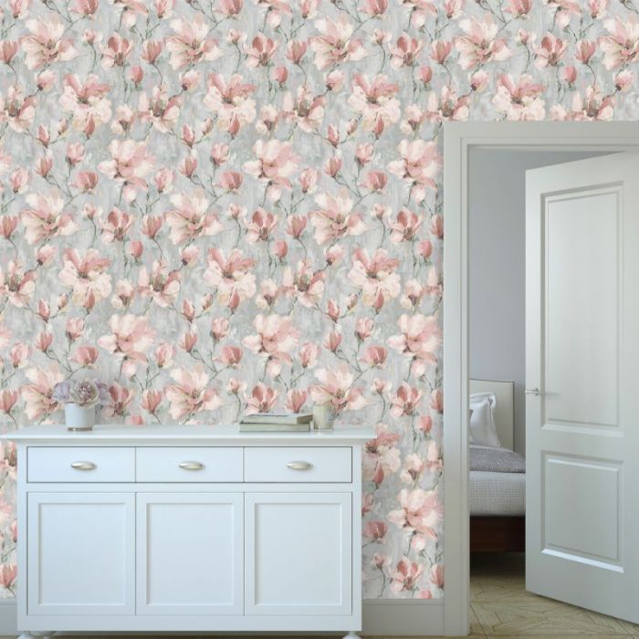 Camille Floral Wallpaper - Blush