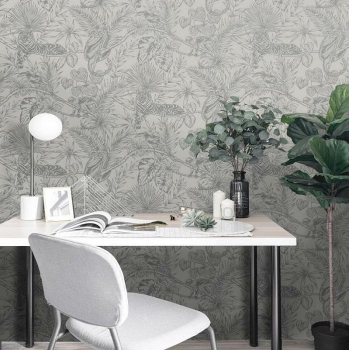 Sumatran Wallpaper Grey/Silver