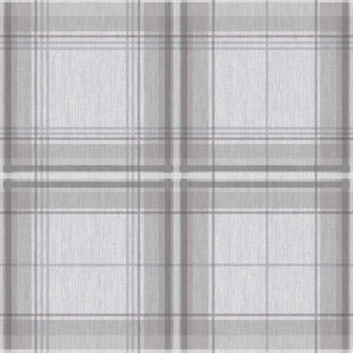 Woven Check Wallpaper Grey & White