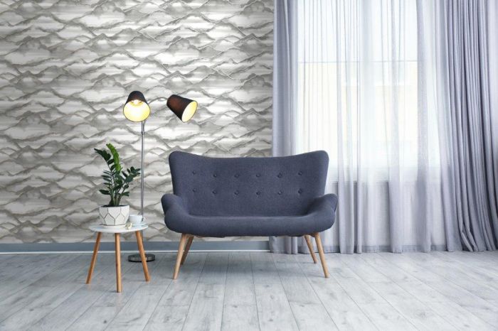 Elias Marble Wave Wallpaper Grey