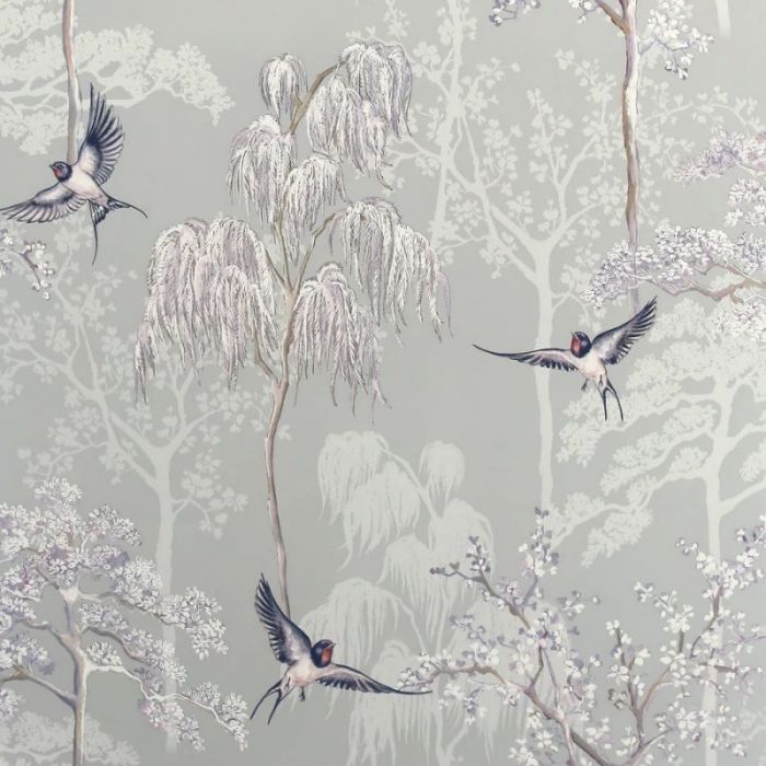 Japanese Garden Oriental Tree and Bird Wallpaper Grey | Arthouse |  Decorating Centre Online