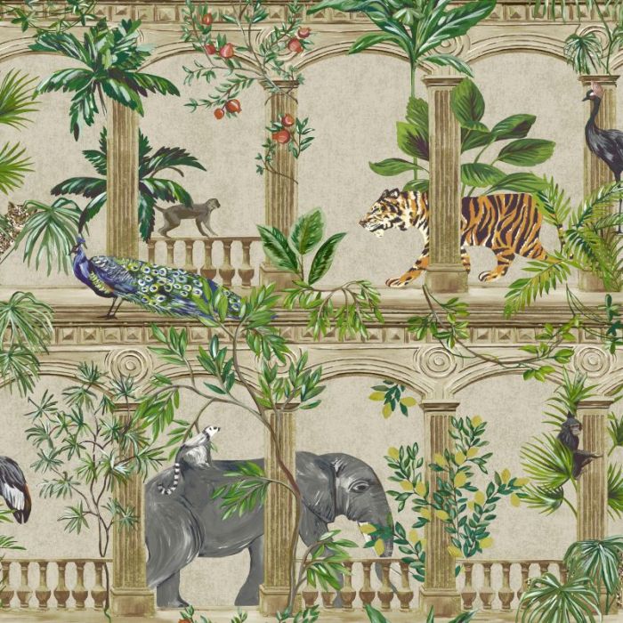 Petra Tropical Plant & Animal Wallpaper Cream