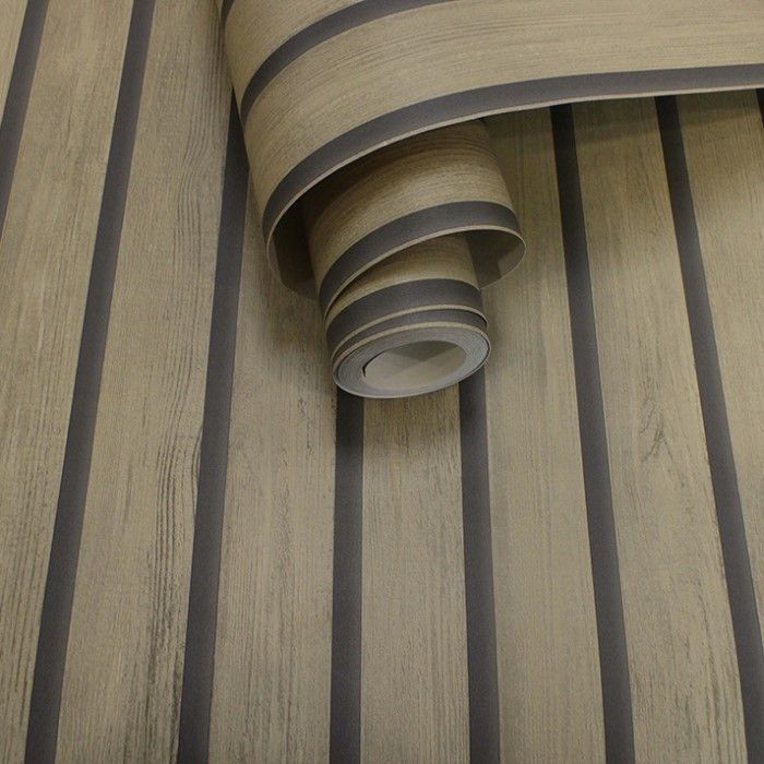 Acacia Wood Effect Striped Wallpaper Light Oak