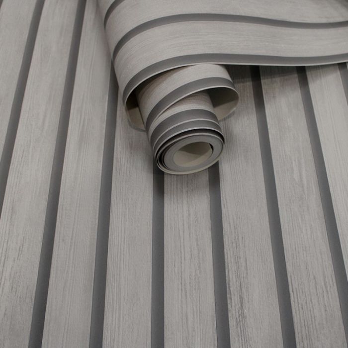Acacia Wood Effect Striped Wallpaper Grey