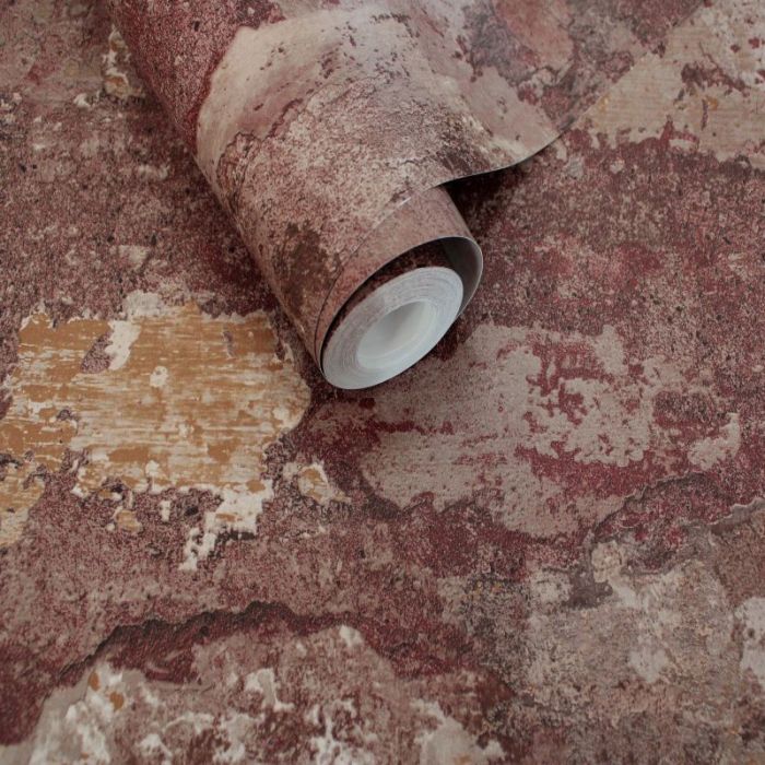 Elgon Concrete Effect Wallpaper Burgundy