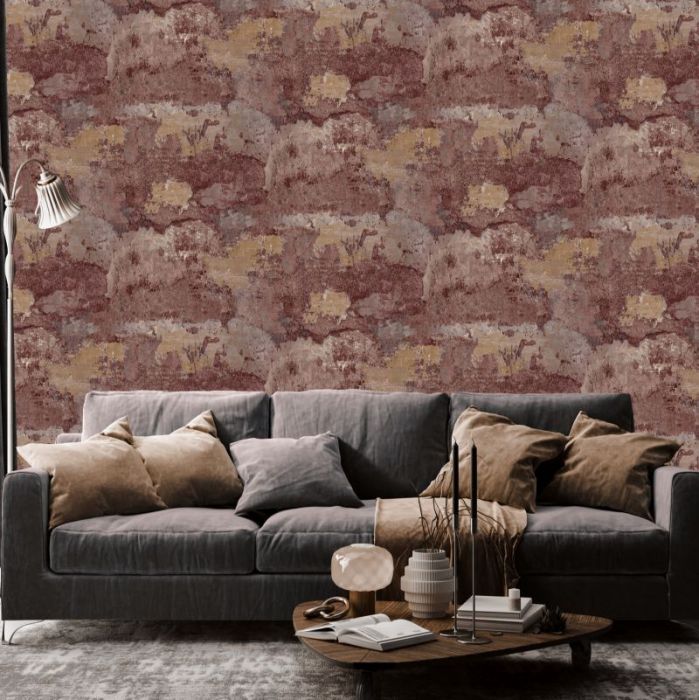 Elgon Concrete Effect Wallpaper Burgundy