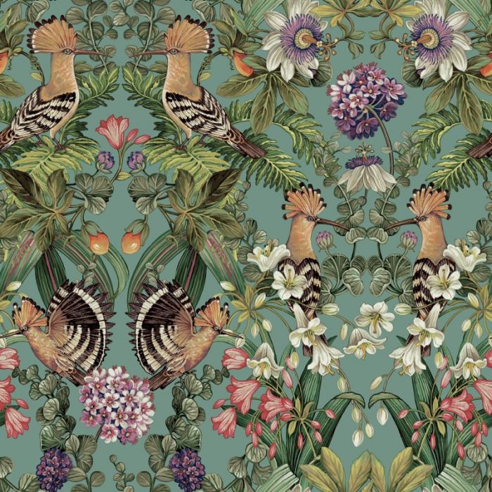 Marimo Botanical Soft Teal Wallpaper