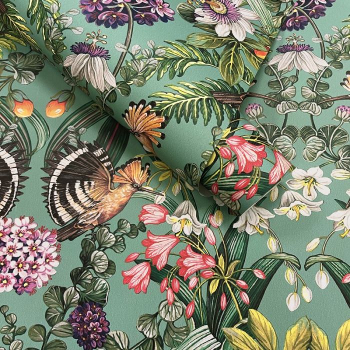 Marimo Botanical Soft Teal Wallpaper
