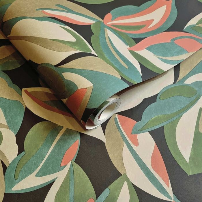 Nicolai Leaf Wallpaper - Charcoal