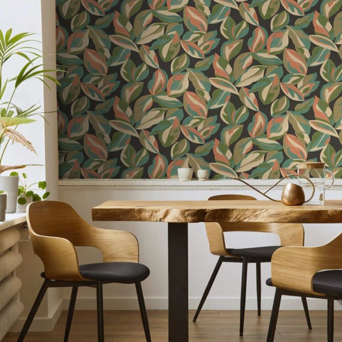 Nicolai Leaf Wallpaper - Charcoal